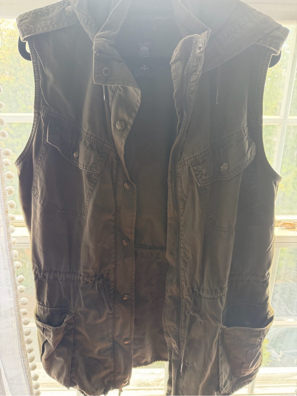 Women’s Sleeveless Utility Jacket - Olive hooded